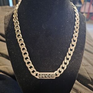 USED...Gucci Silver-Tone Logo Chain Necklace